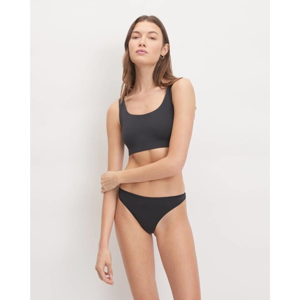 Everlane NWT The Invisible Cotton Classic Seamless Thong Panty Black Sz S